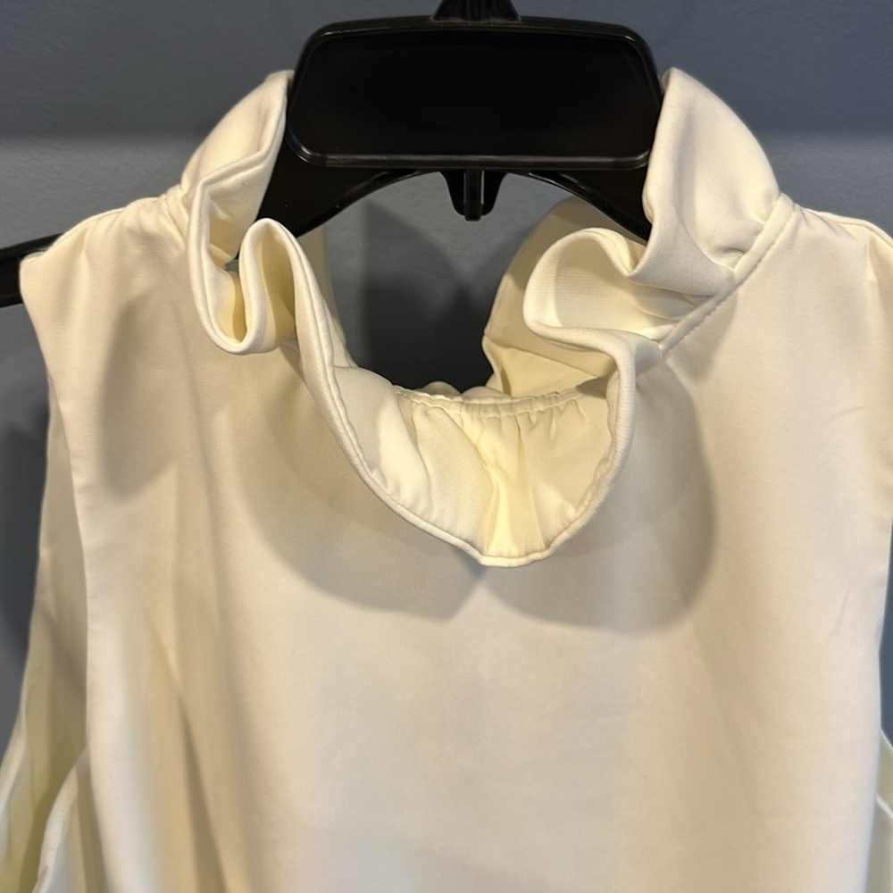 Tuckernuck Mason top; ruffle collar and bow tie back swing top in ivory, sz XL - Picture 3 of 7